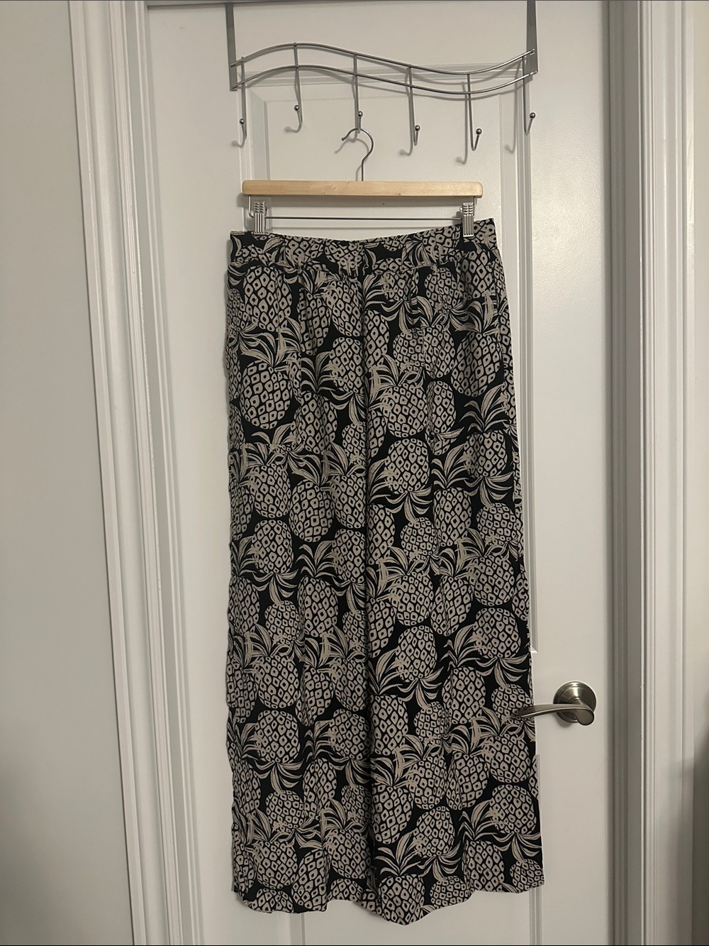 Reitmanss Black & Cream Pineapple Print Wide Leg Pants Size L